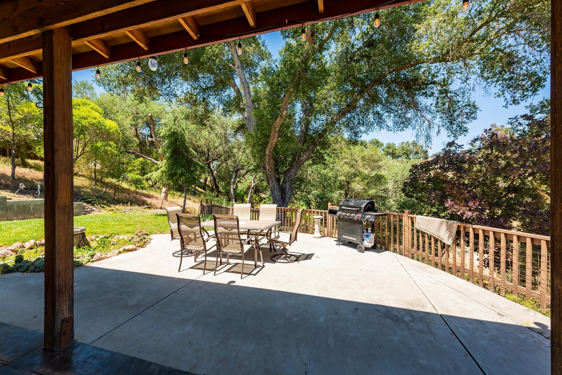 Enjoy the privacy and majestic hillside and tree views.