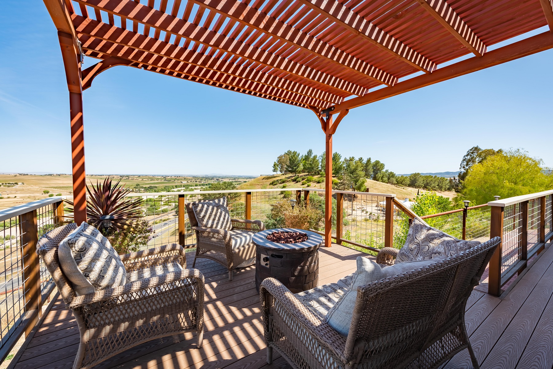 Enjoy views of vines, horses and rolling hill vistas.