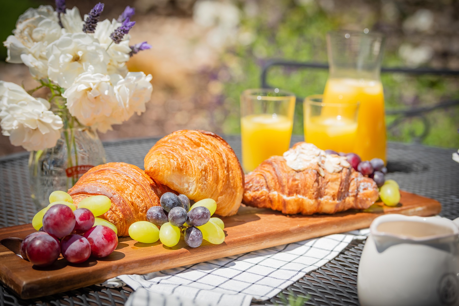 A continental breakfast on the front patio.