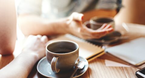 Friends enjoying coffee.