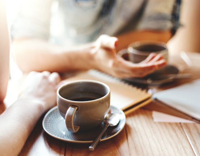 Friends enjoying coffee.