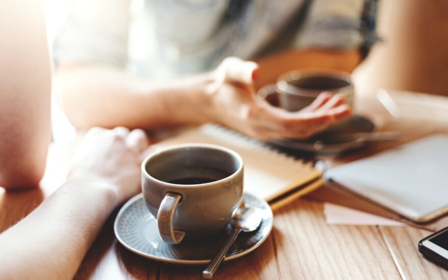 Friends enjoying coffee.